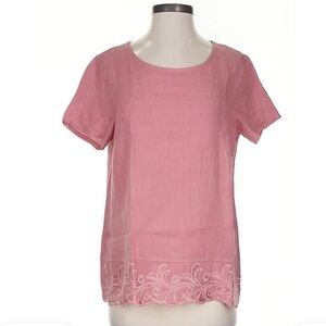 Lina Tomei Mauve pink 100% Linen Short Sleeve Top Size Small made in Italy